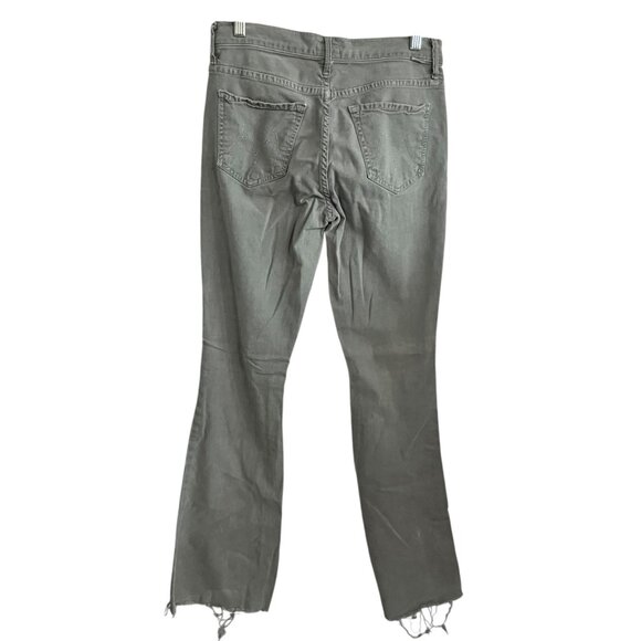 MOTHER DENIM JEANS GRAY 27 THE WEEKENDER FRAY CHALK IT UP FLARE BOOT LEG RAW HEM - Picture 2 of 8